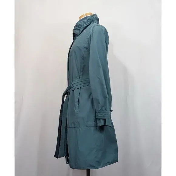 Eileen Fisher Jacket Teal Green Lightweight Belt Trench Misses Size XS Flaws - Picture 5 of 10